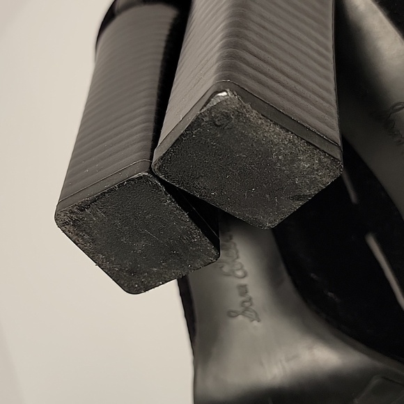 Sam Edelman Sondra Ankle Boots Booties Heels Shoe Lace-up Leather Black Velvet 8 - Picture 12 of 15